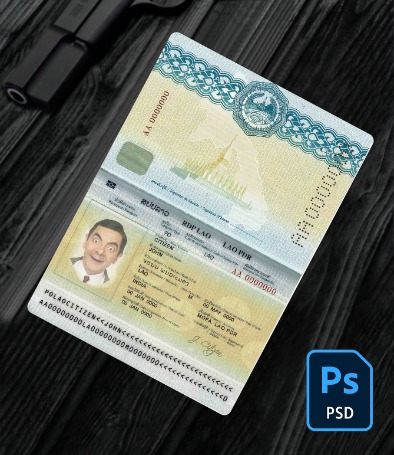 Laos passport PSD